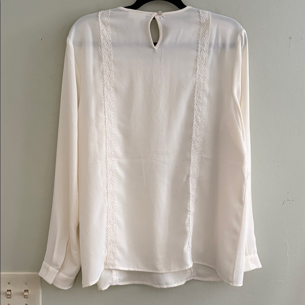 J.Jill Lace-Trim Pintucked Top ~ Cream L - Picture 5 of 6